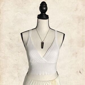 White Ribbed Crop Top